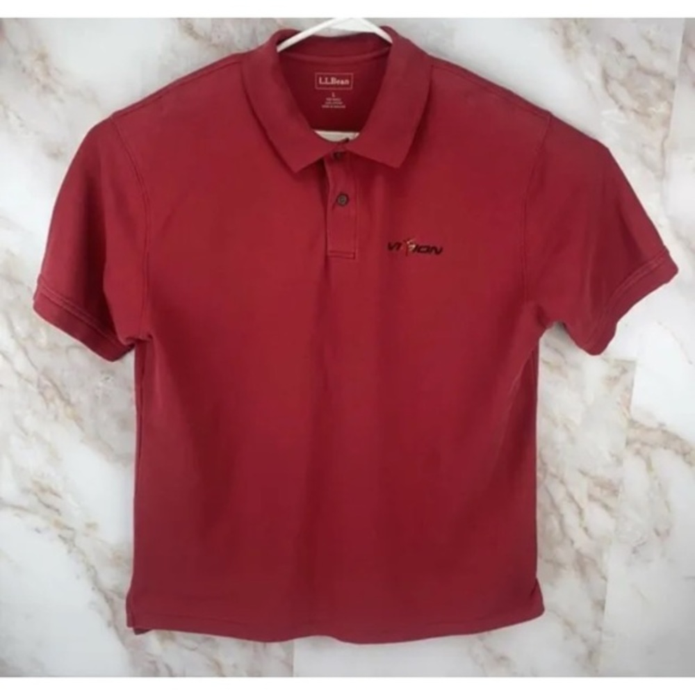 L.L. Bean "Vision" Red Short Sleeve Polo Shirt Men's Size Large  Cotton